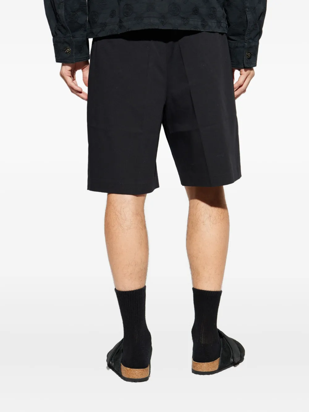 Casablanca Pleated Cotton Shorts In Black