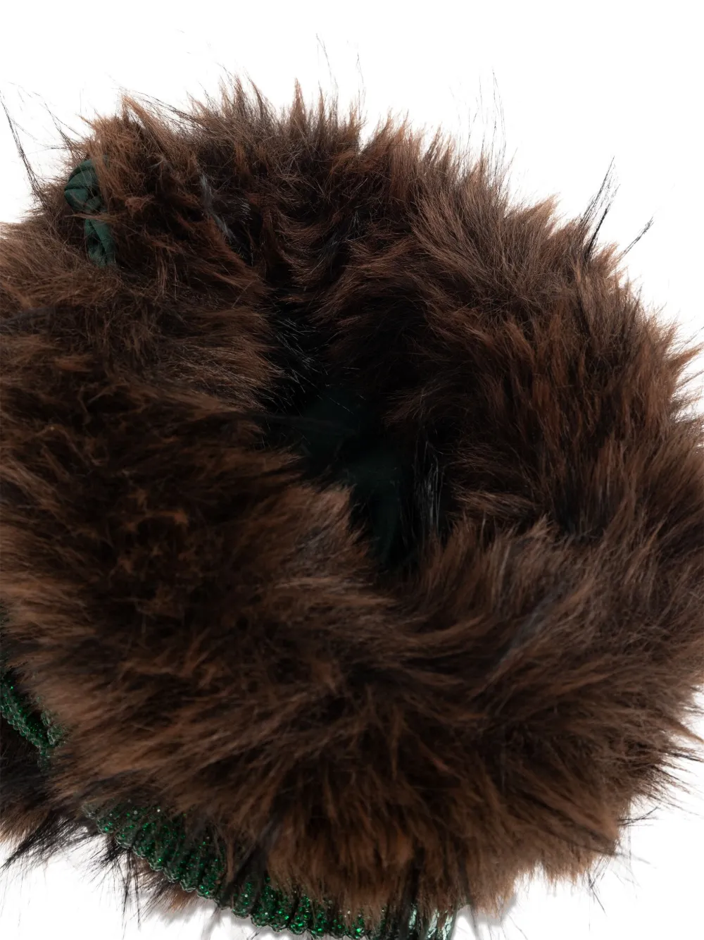 Kurt Geiger Womens Green Oth Macrame Small Faux-fur Grab Bag In Brown