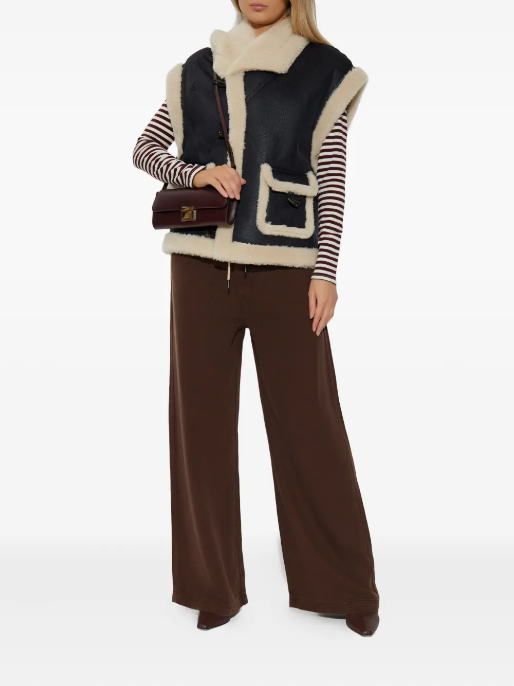 Munthe Lurple Toggle-fastening Shearling Vest In Black