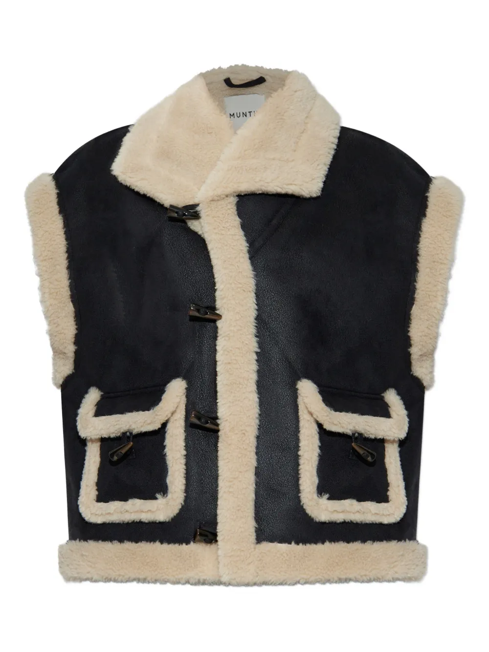 Munthe Lurple Toggle-fastening Shearling Vest In Black