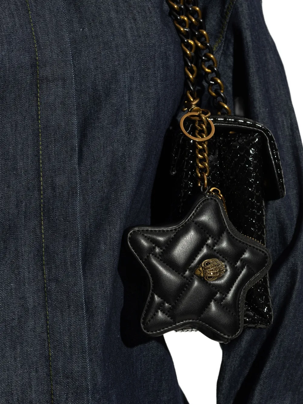 Kurt Geiger Quilted Star Bag Charm In Black