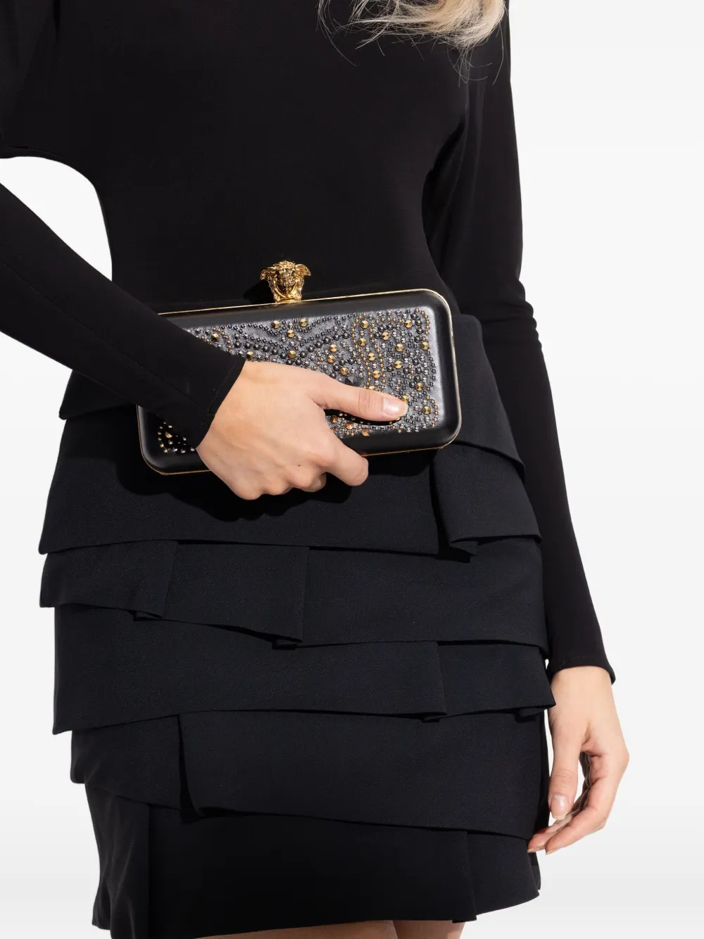 Versace embellishment chain clutch bag - Zwart