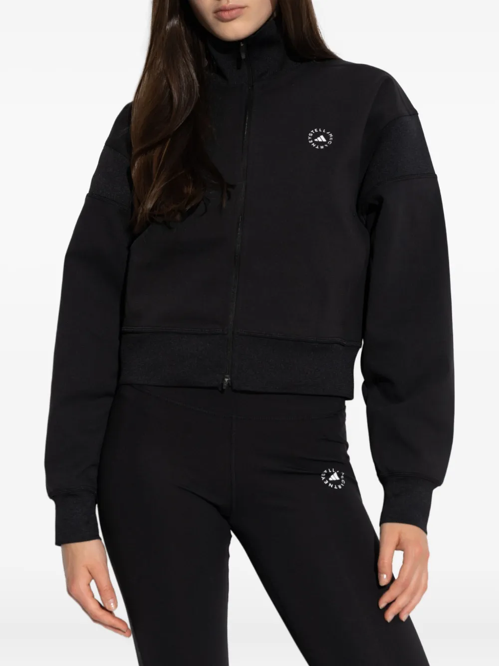 Adidas By Stella Mccartney Logo-detail Zip-up Jacket In Black