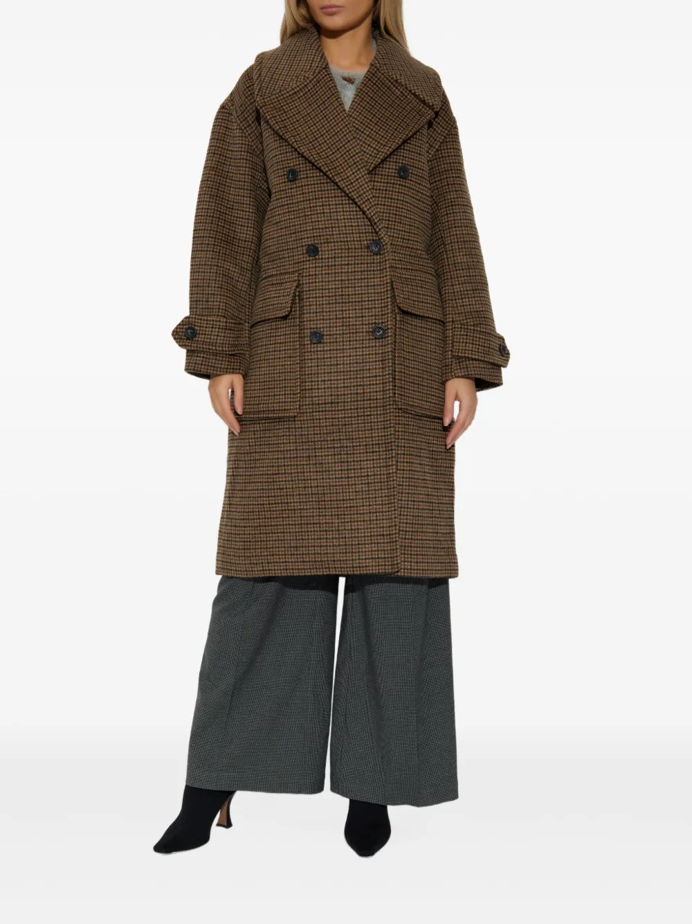 MUNTHE Libasto jas met dubbele rij knopen Bruin