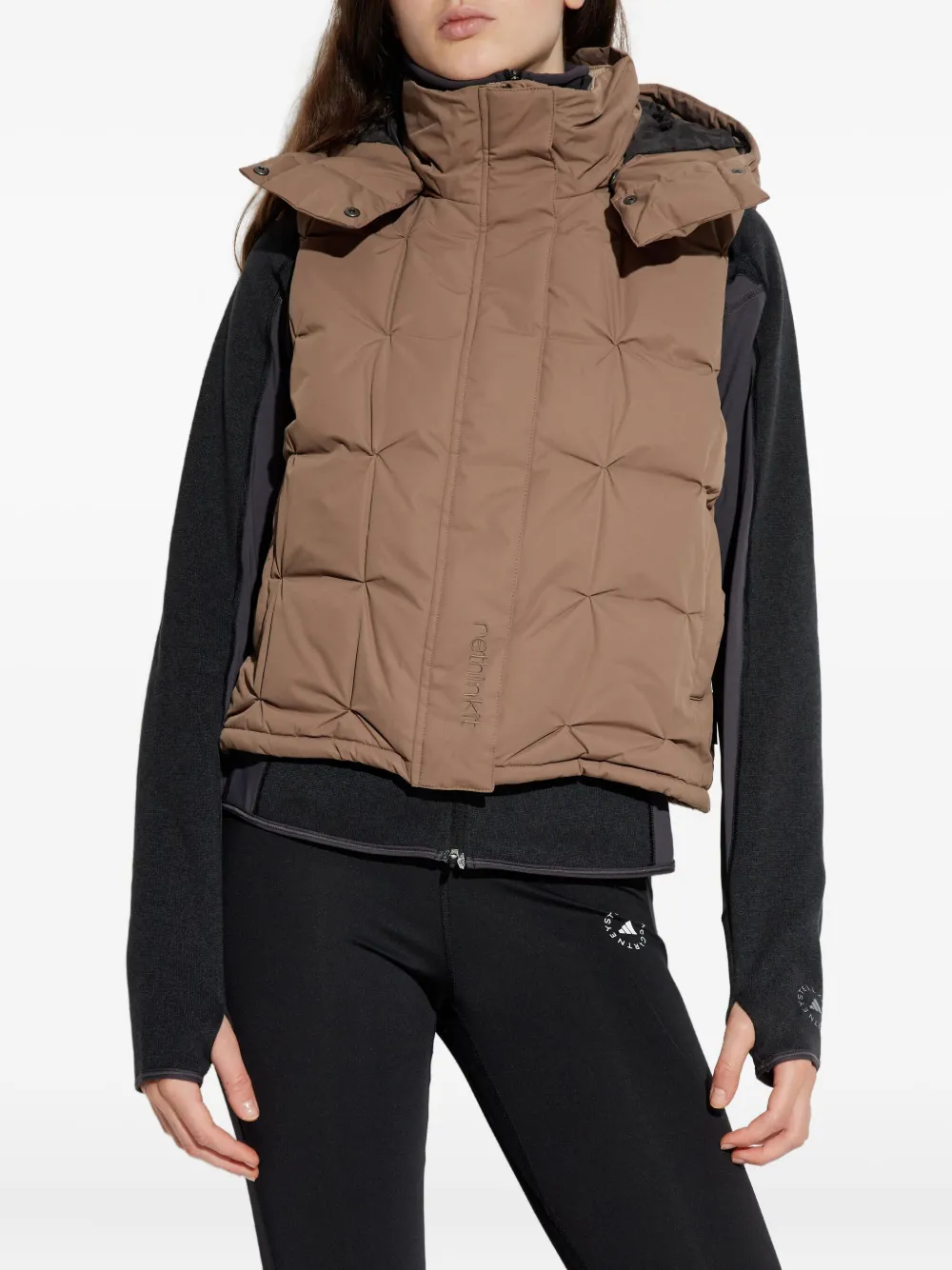 Rethinkit Studios Hooded Gilet In Brown
