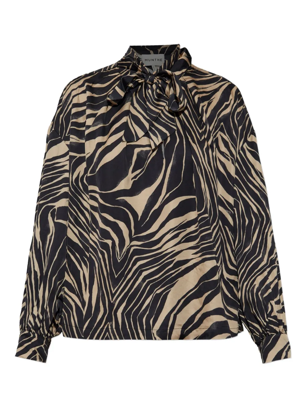 MUNTHE zebra-print tie-neck blouse | Brown | Image 1