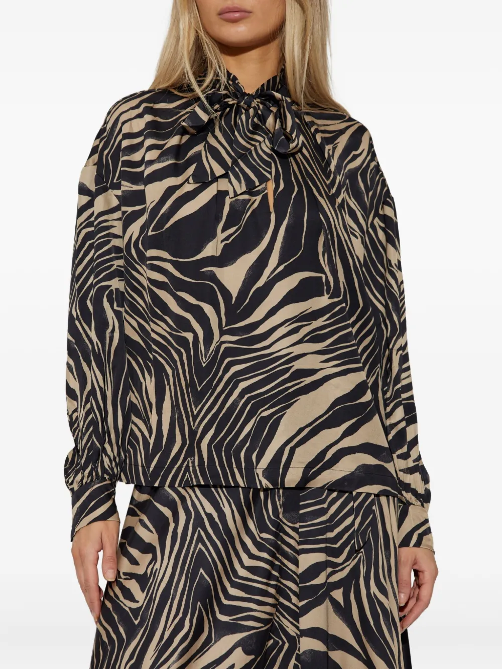 MUNTHE Blouse met zebraprint Bruin