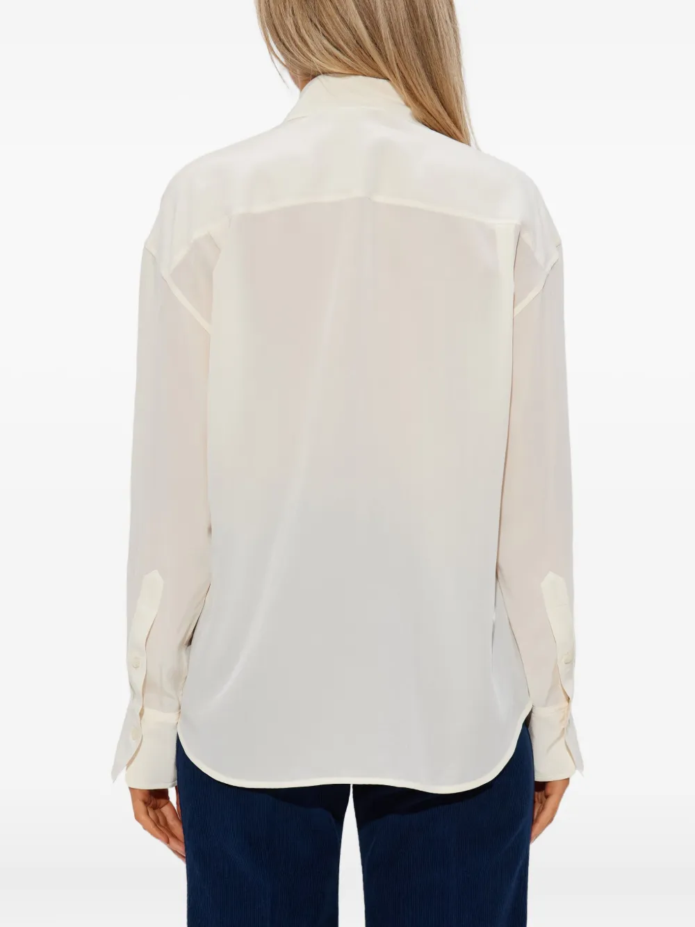 Victoria Beckham Pleated-detail Silk Shirt In White