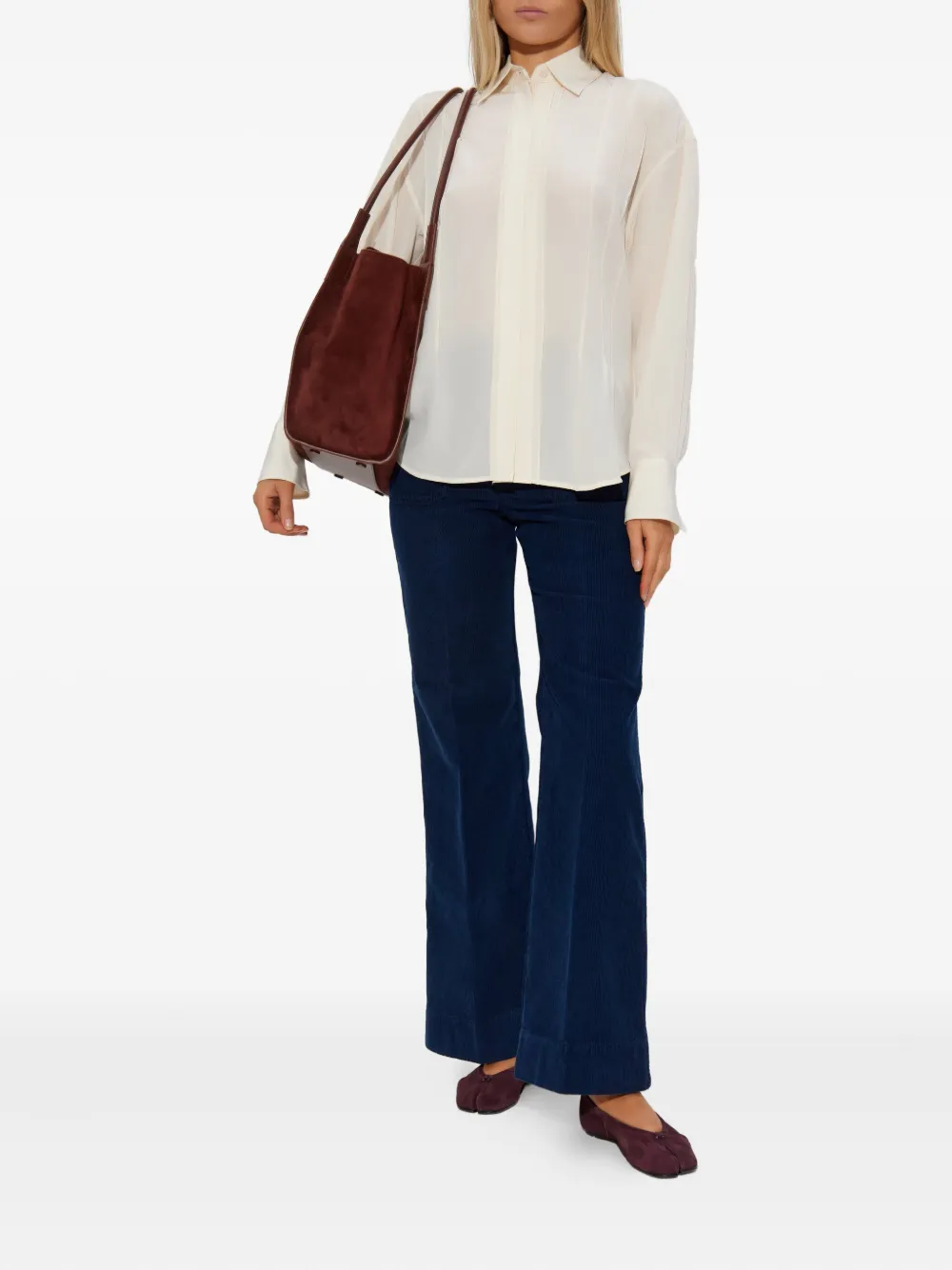Victoria Beckham Pleated-detail Silk Shirt In White