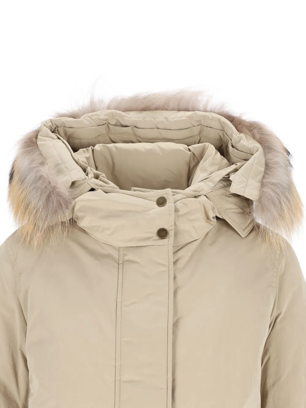 Woolrich Fur-trimmed Hooded Coat In Neutral