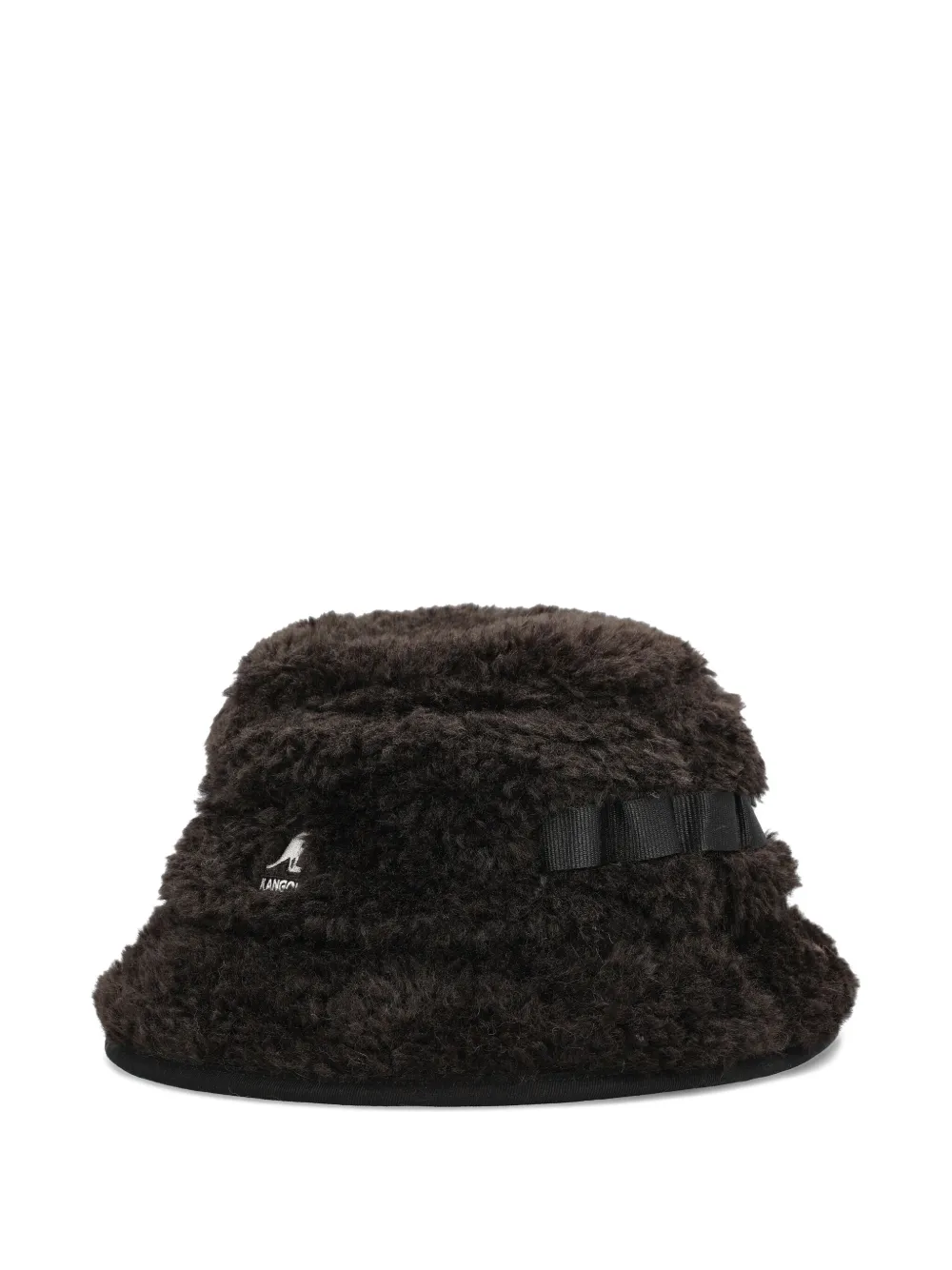 Kangol Embroidered-logo Fleece Bucket Hat In Black