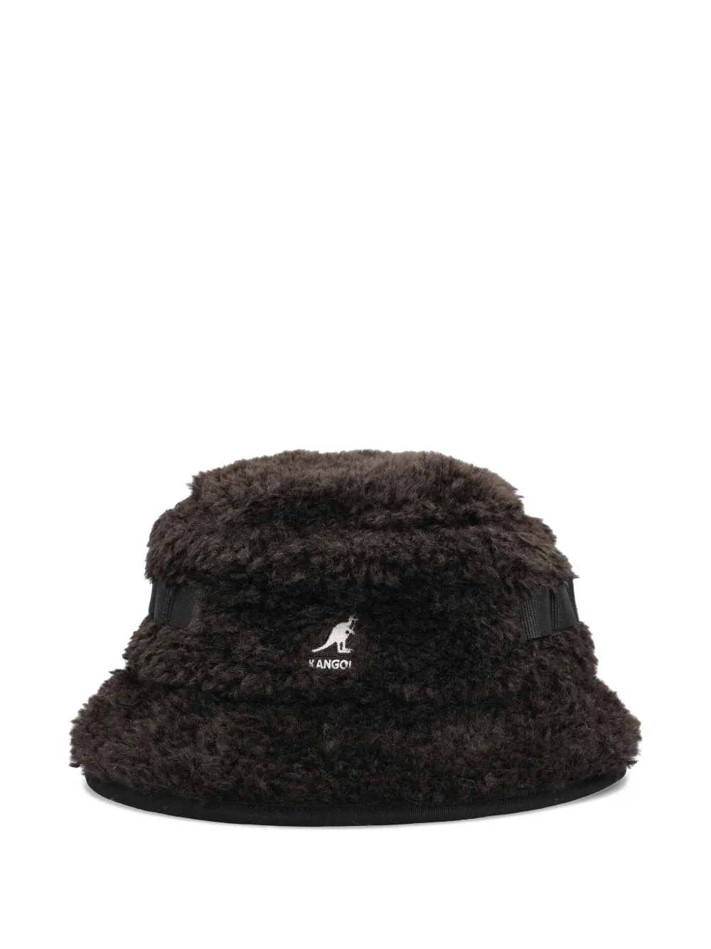 Kangol Embroidered-logo Fleece Bucket Hat In Black