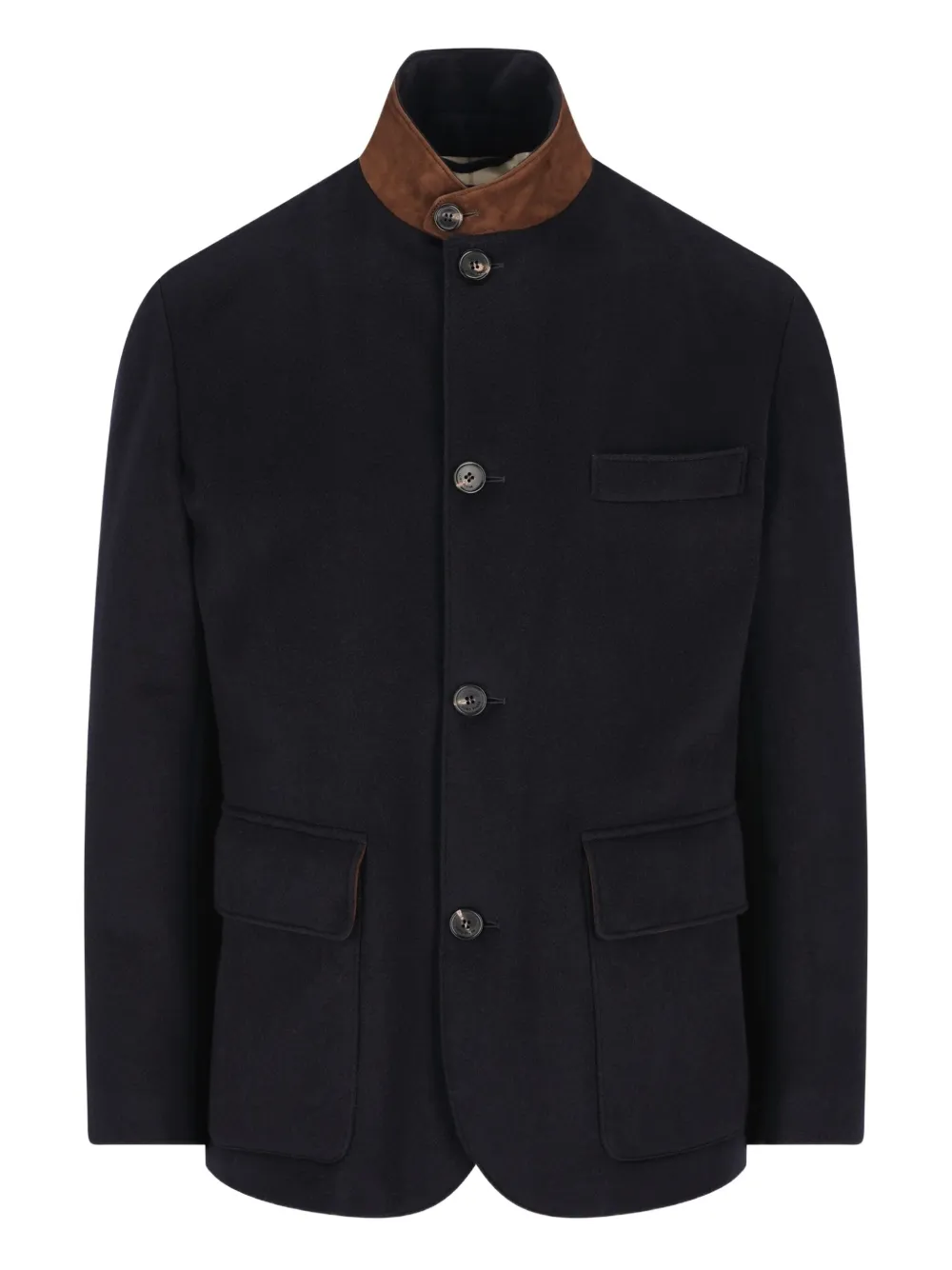 Loro Piana suede-collar cashmere jacket | أزرق | Image 1