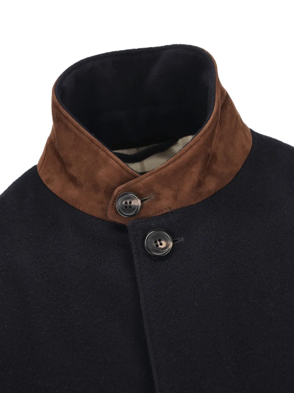 Loro Piana Kasjmier jack met suède kraag Blauw