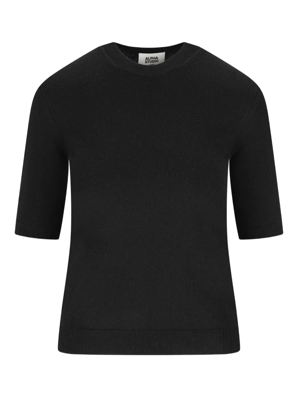 Alpha Studio Cashmere Short-sleeve Sweater In Black