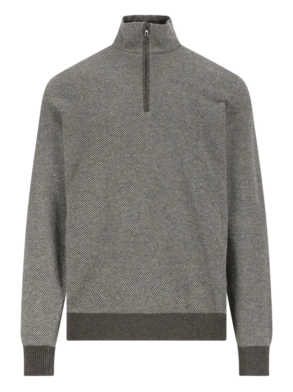Loro Piana ribbed zip-neck sweater | Grey | Image 1