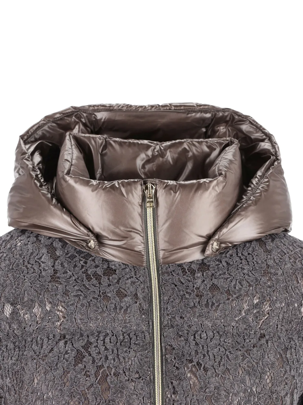 Herno Kids Donsjack met kanten vlakken Grijs