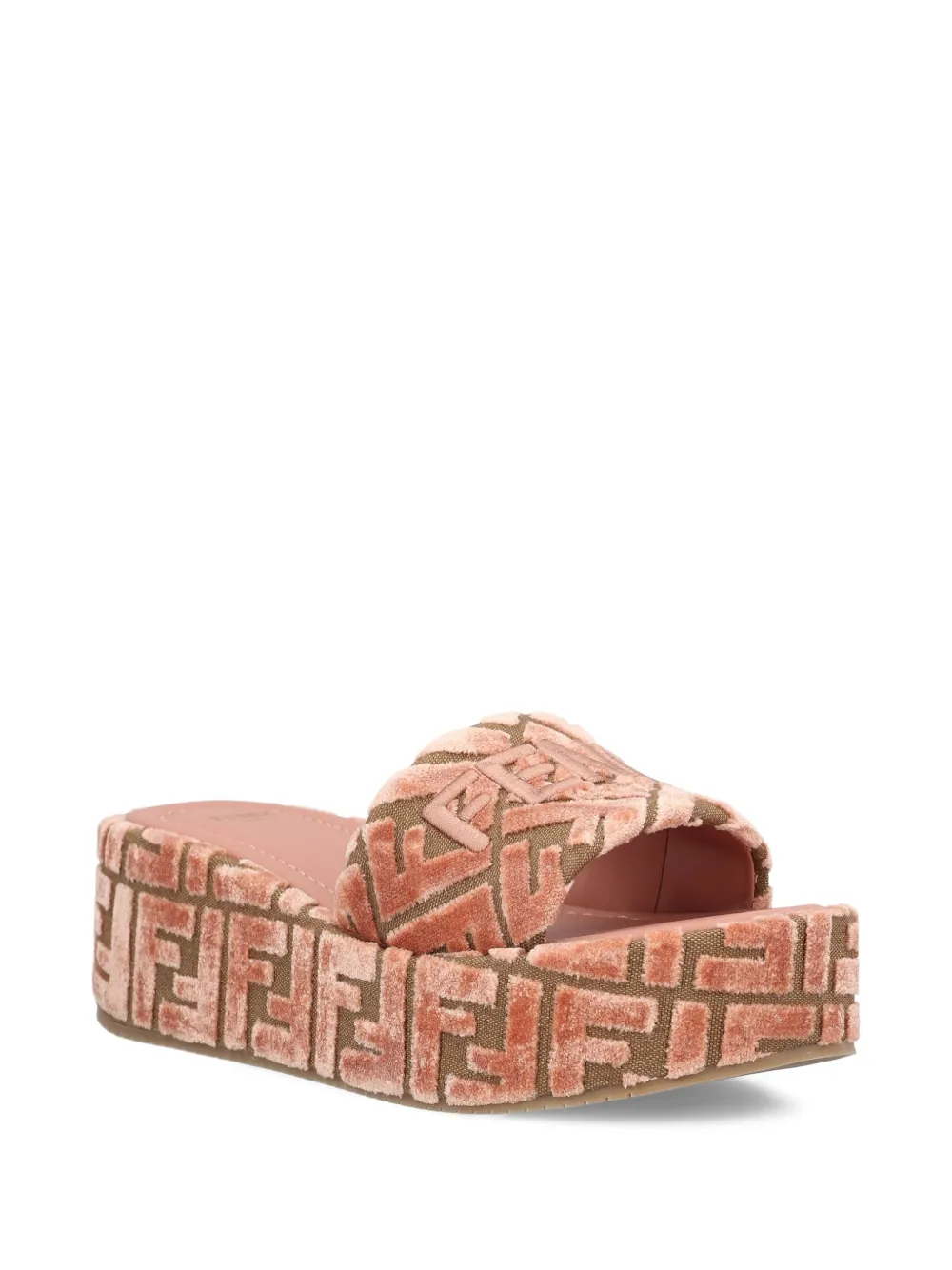 FENDI 60mm Sunshine FF-jacquard platform sandals Pink