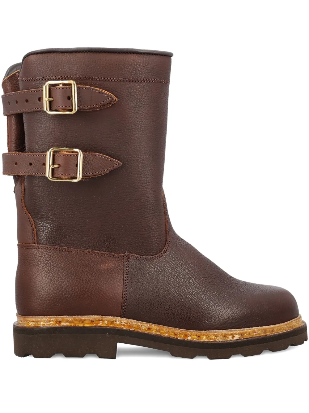 Paraboot Sanglier double-buckle leather boots Brown