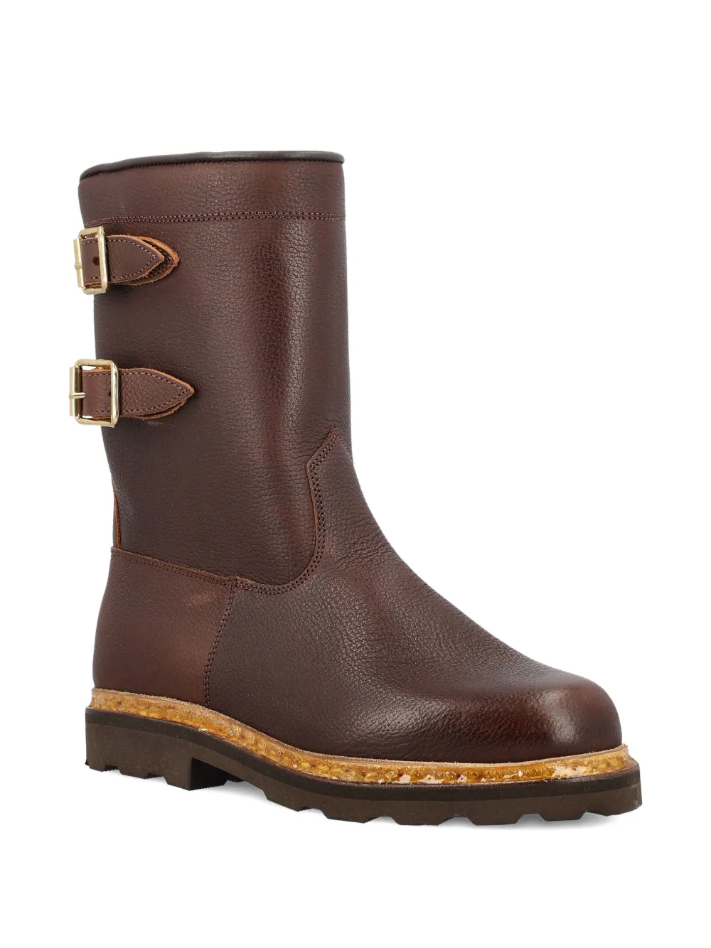 Paraboot Sanglier double-buckle leather boots Brown