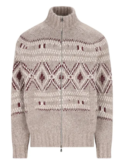 Brunello Cucinelli high-neck patterned cardigan