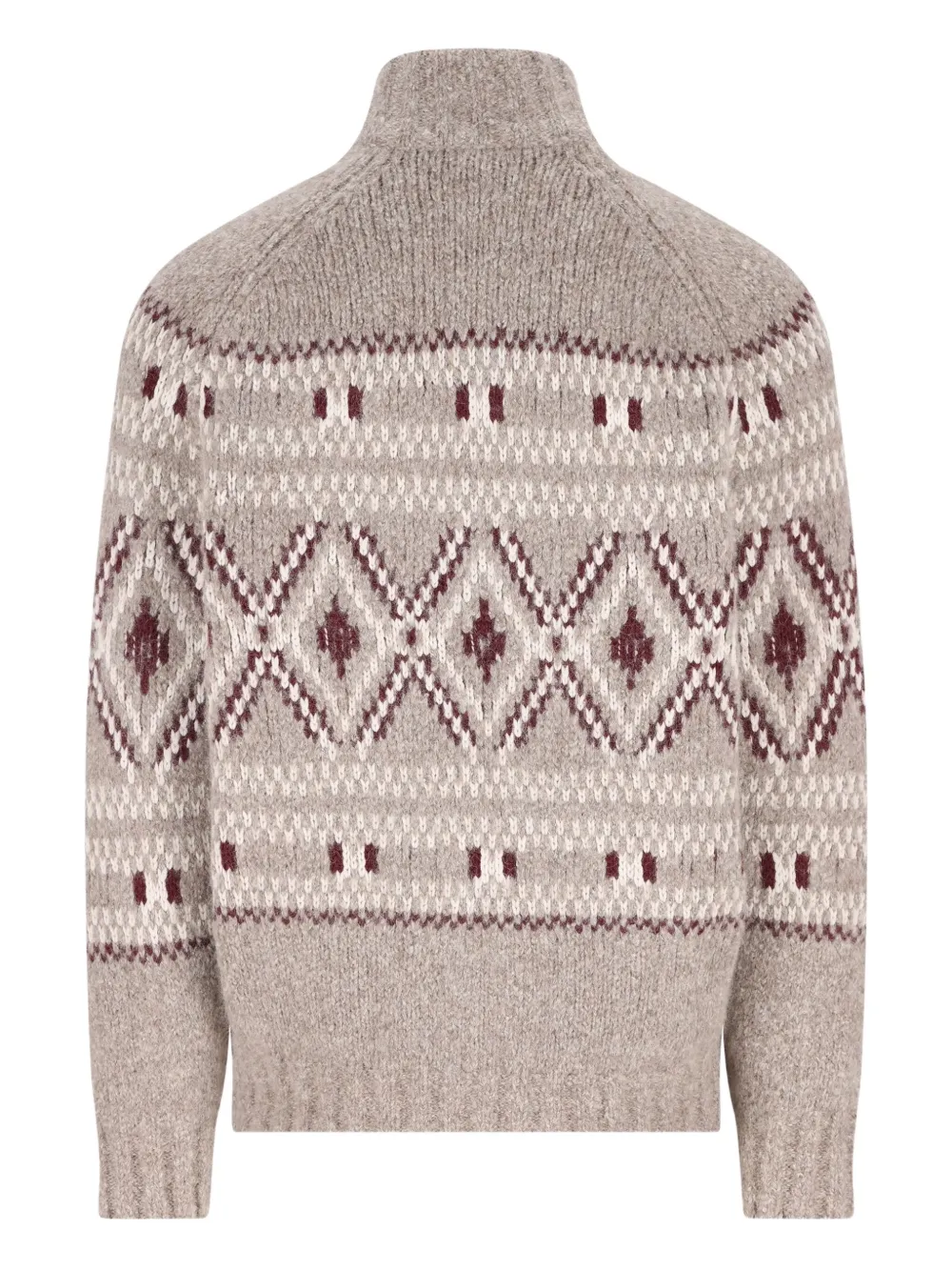 Brunello Cucinelli High-neck Patterned Cardigan In Neutral