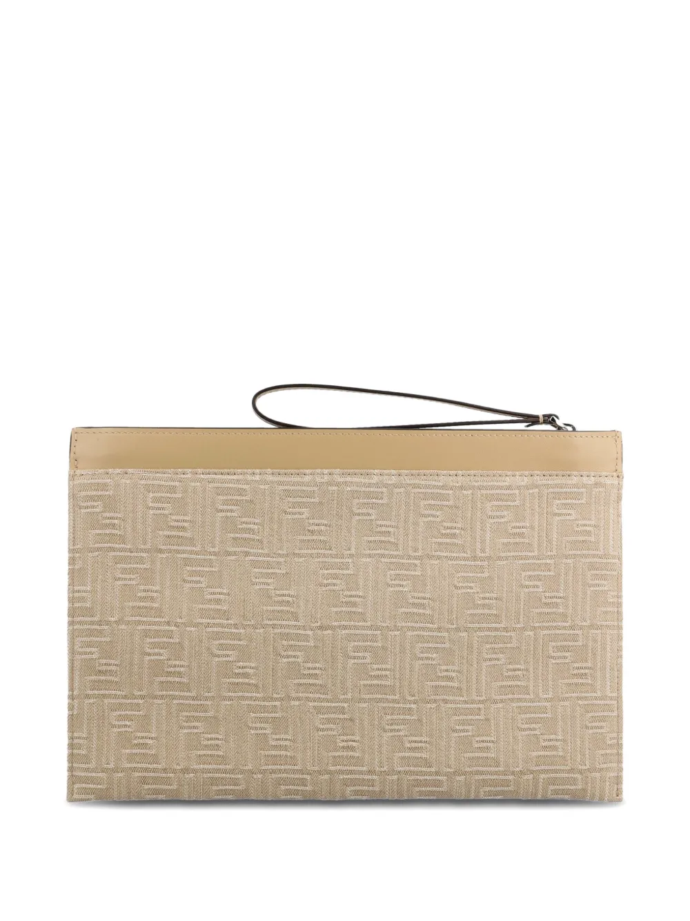 FENDI medium FF-jacquard clutch bag - Beige