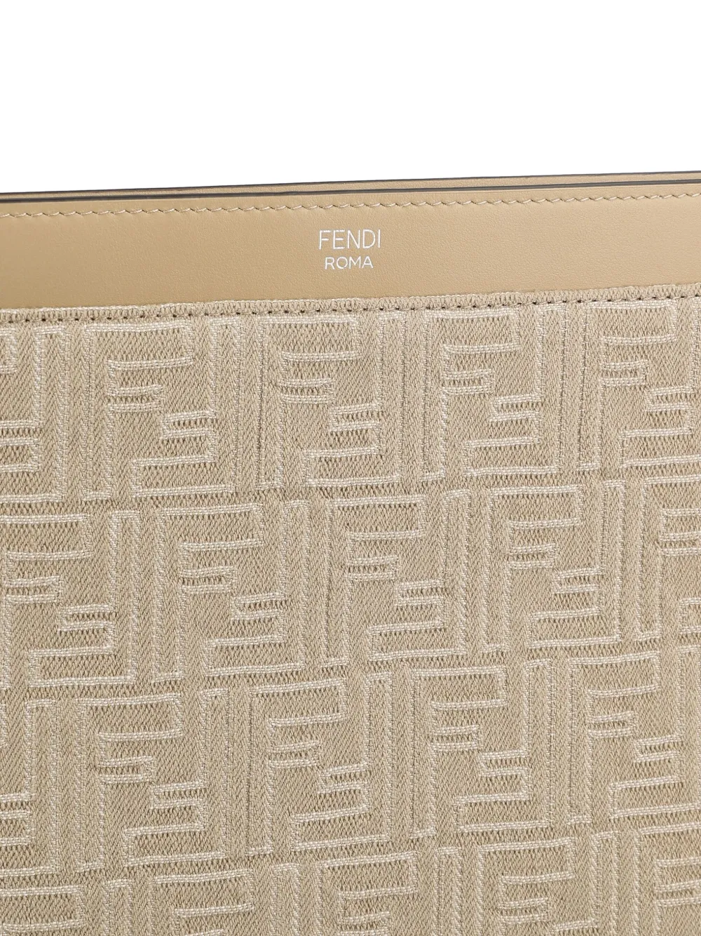 FENDI Medium clutch met FF-jacquard Beige