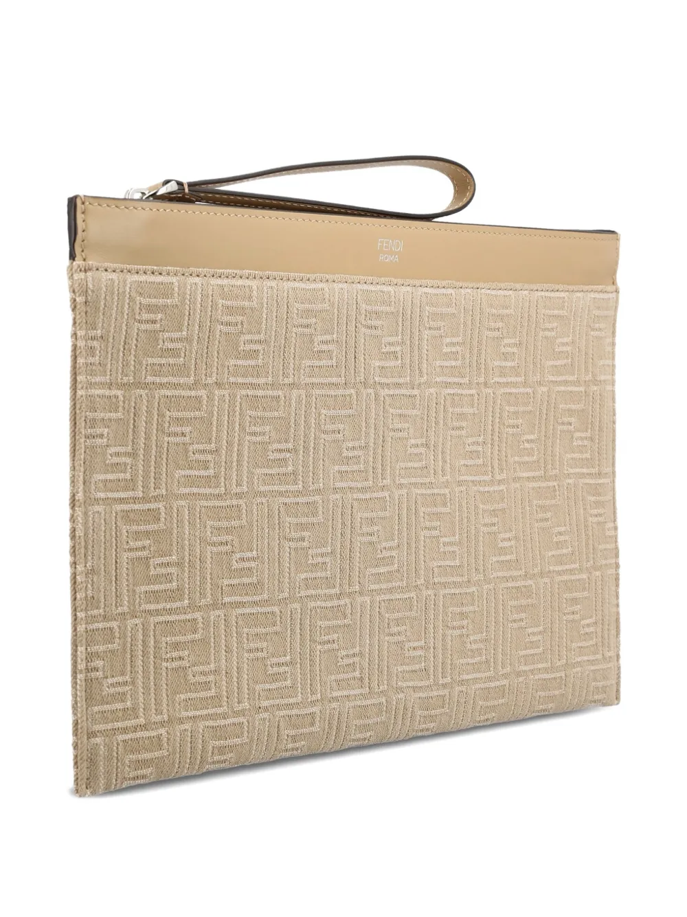 FENDI Medium clutch met FF-jacquard Beige