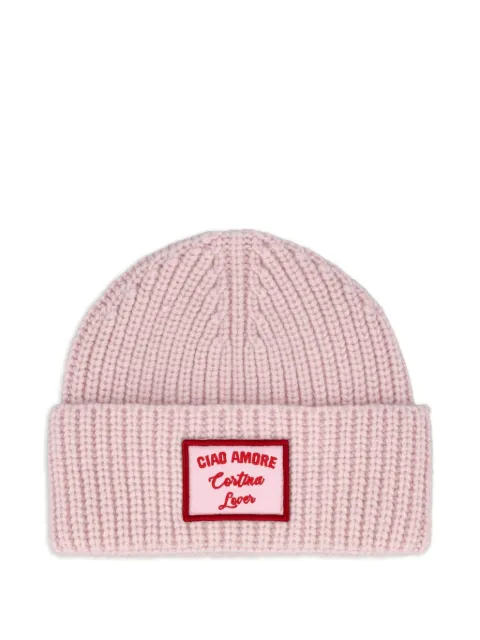 Giada Benincasa ribbed-knit logo patch beanie