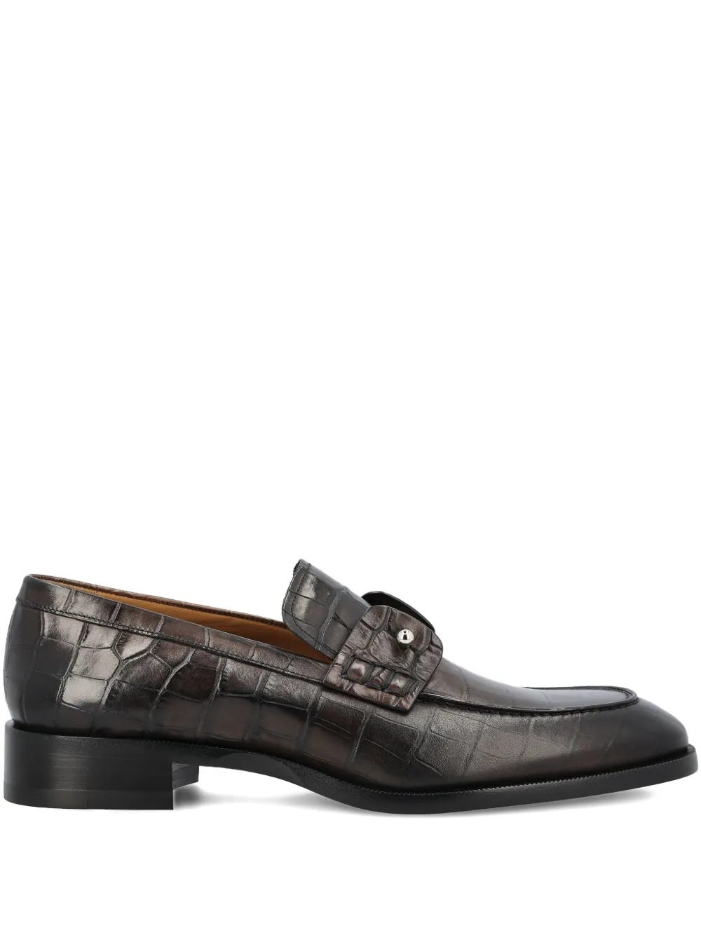 Christian Louboutin crocodile-embossed metal-detail loafers | Black | Image 1