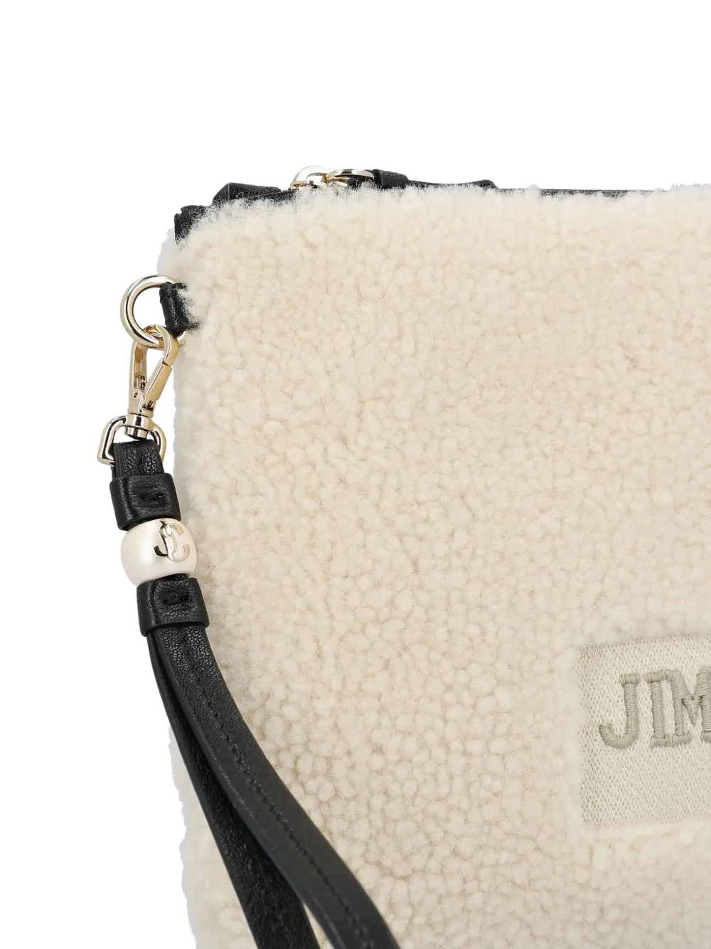 Jimmy Choo Shearling Clutch Bag In Neutral