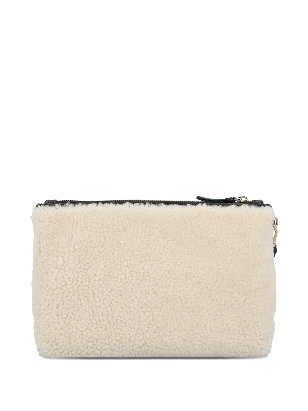 Jimmy Choo Shearling Clutch Bag In Neutral