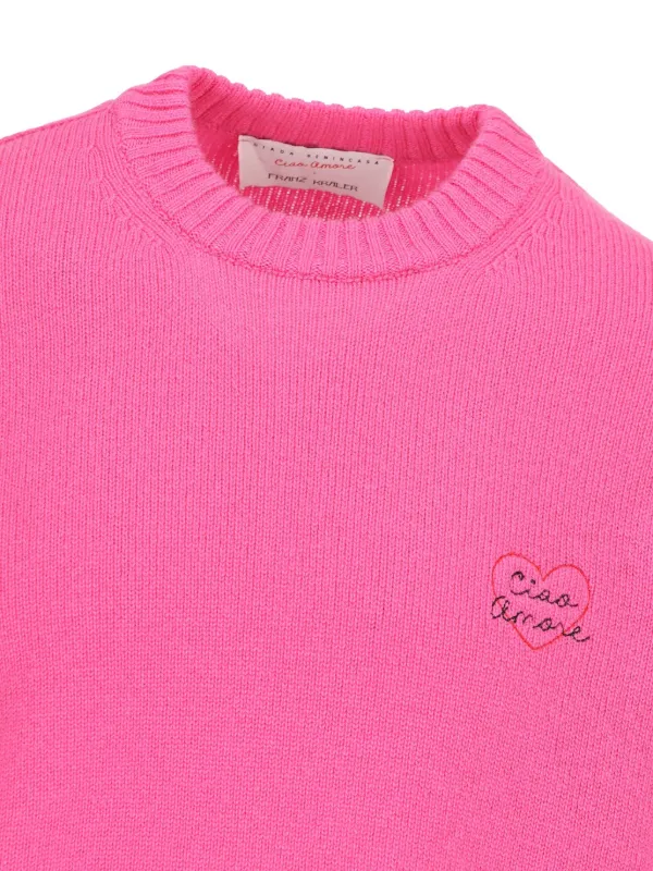 Giada Benincasa heart-embroidery Cashmere Sweater | Pink | FARFETCH