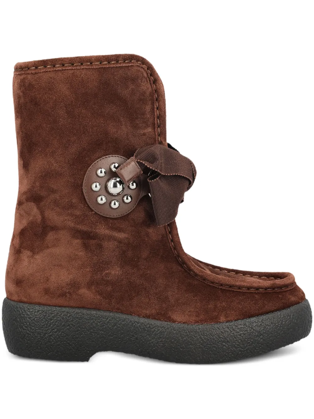 Valentino Garavani bow-embellished suede boots Brown