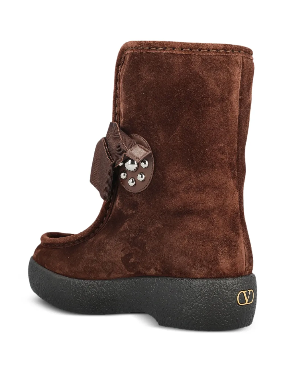 Valentino Garavani bow-embellished suede boots Brown