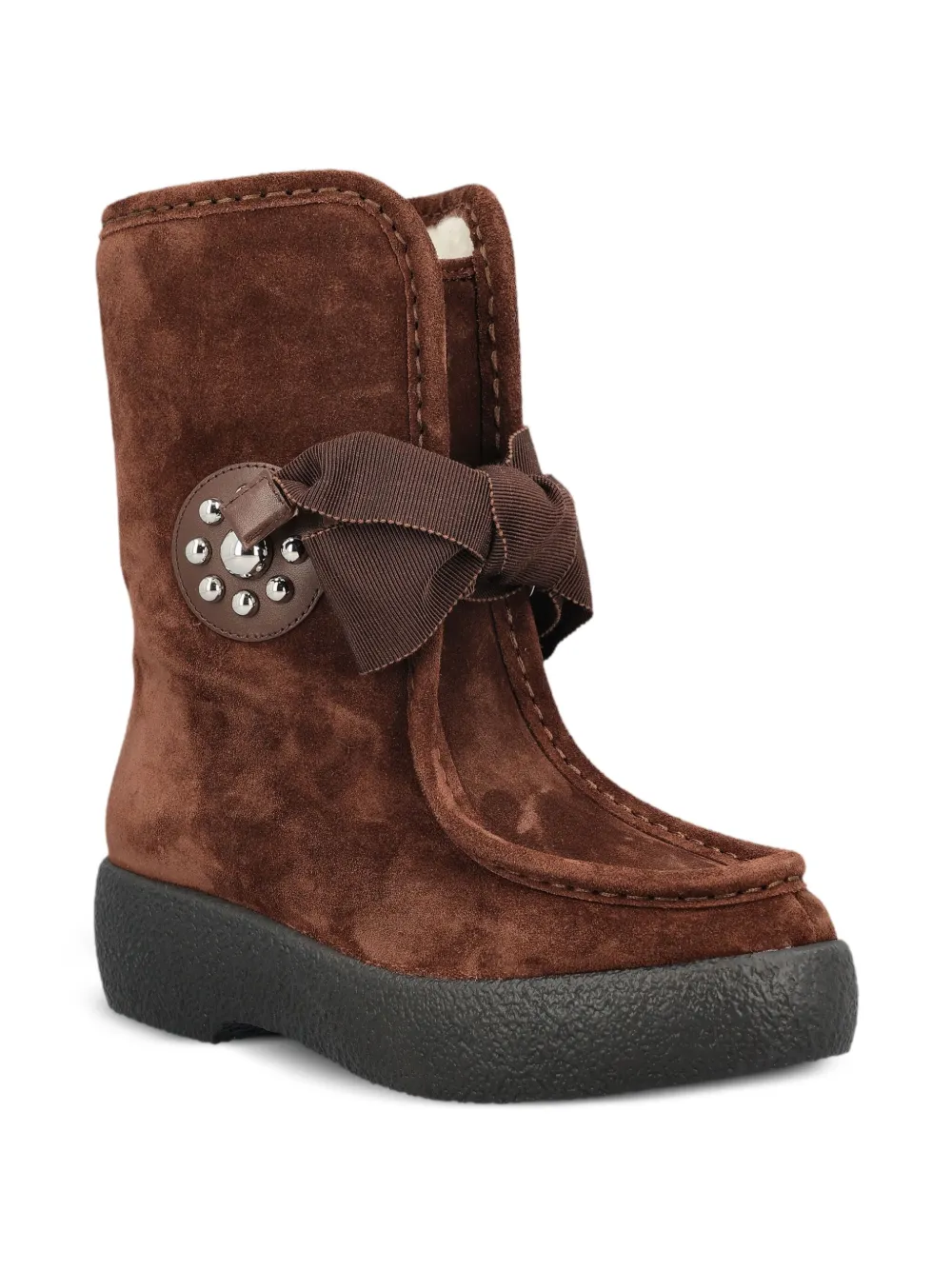 Valentino Garavani bow-embellished suede boots Brown