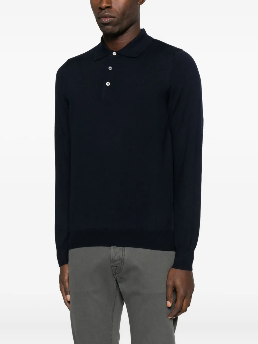 Tagliatore Poloshirt met lange mouwen Blauw