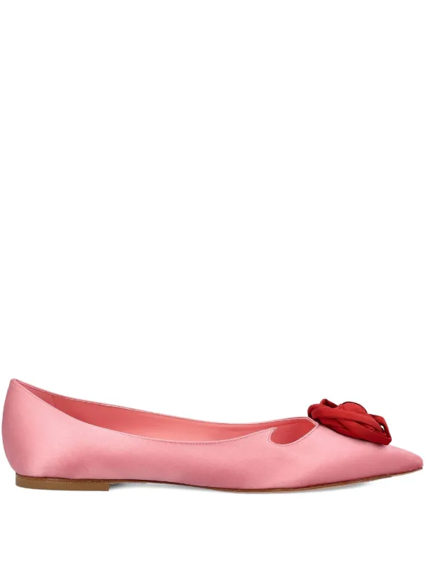 Roger Vivier rose-embellished pointed-toe Flats Pink FARFETCH AE