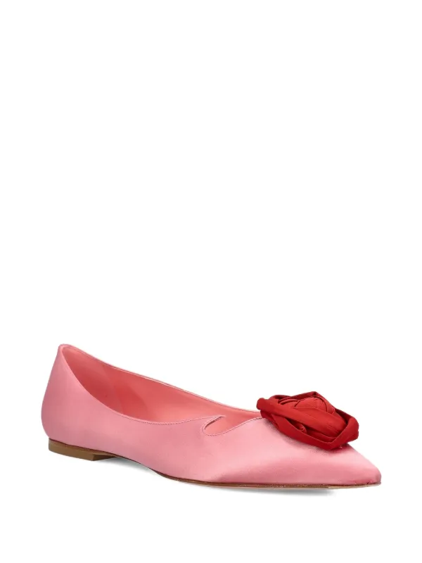 Roger Vivier rose-embellished pointed-toe Flats Pink FARFETCH HK