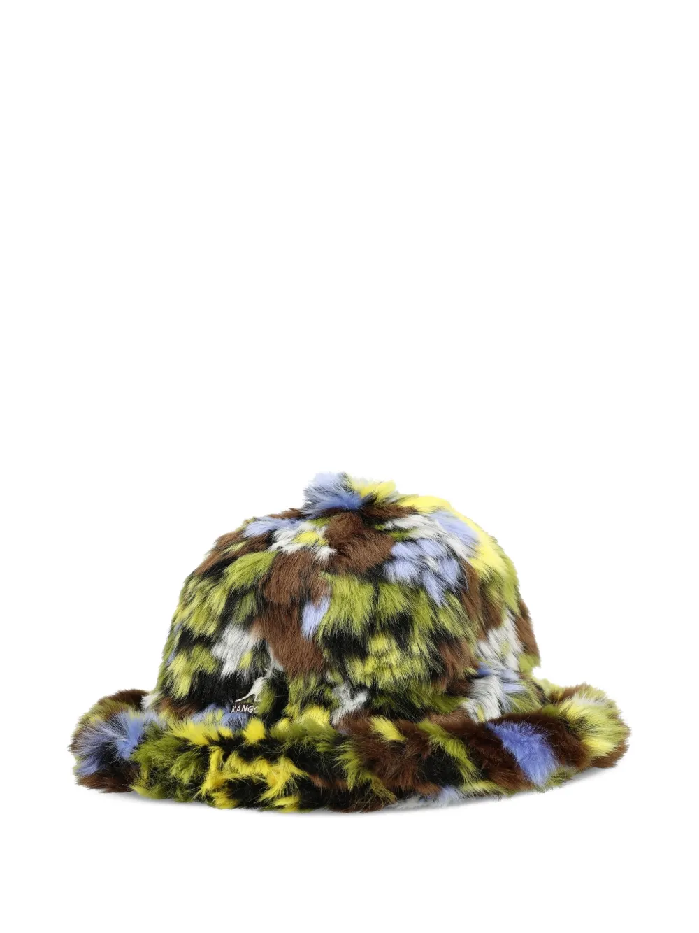 Kangol Flower-print Fur Bucket Hat In Green