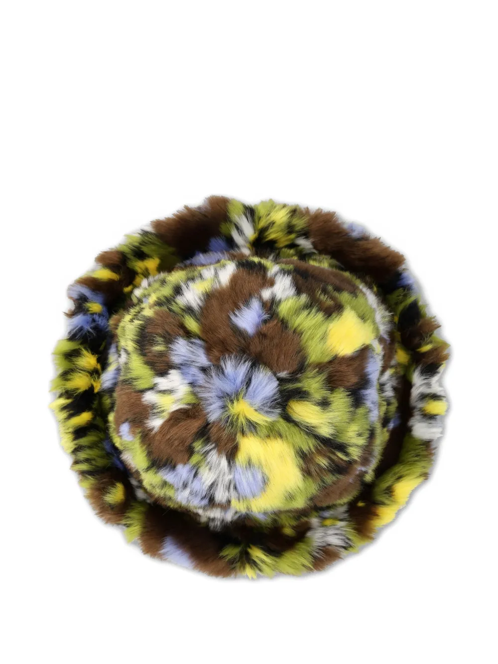 Kangol Flower-print Fur Bucket Hat In Green