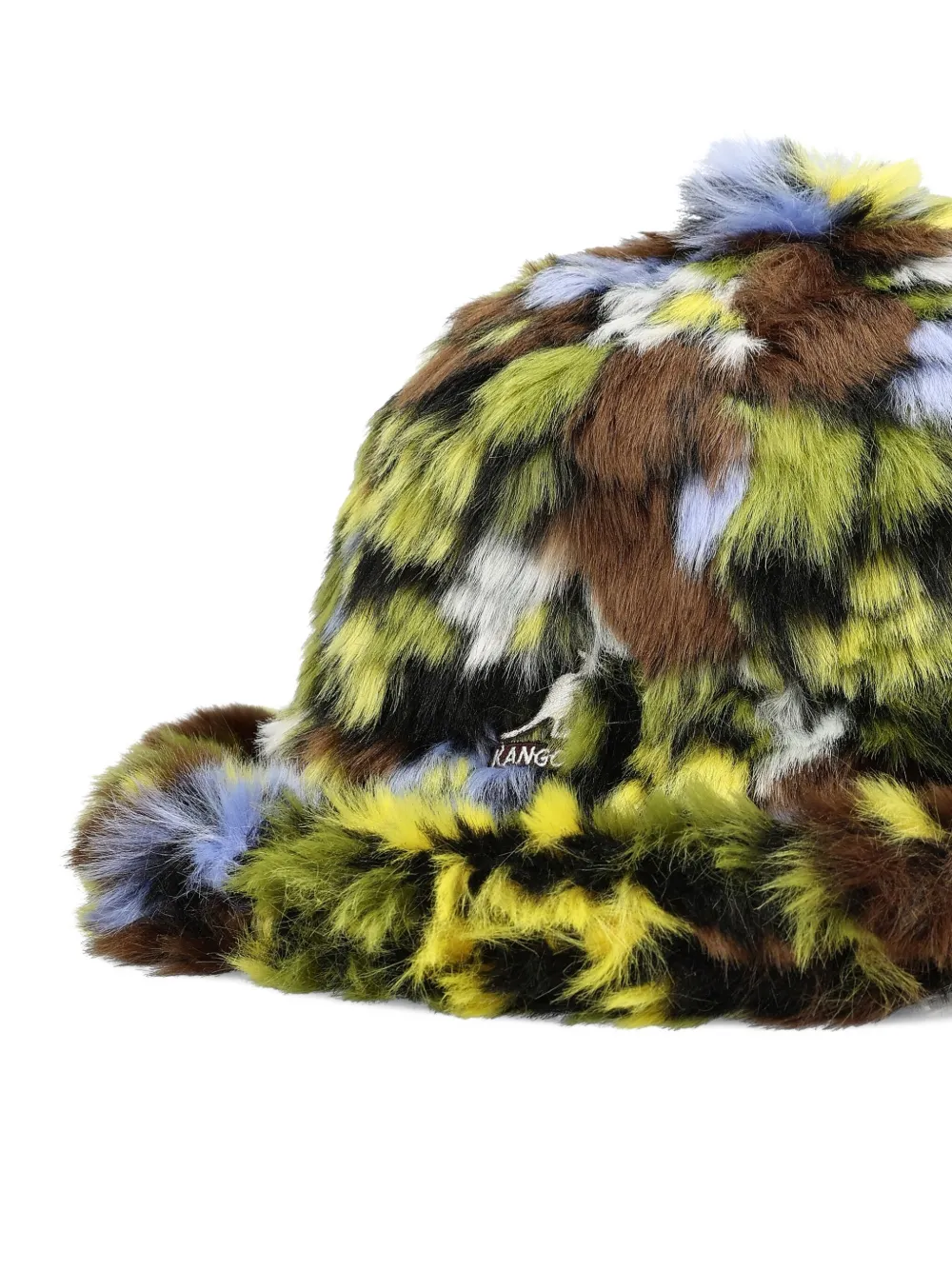 Kangol Flower-print Fur Bucket Hat In Green