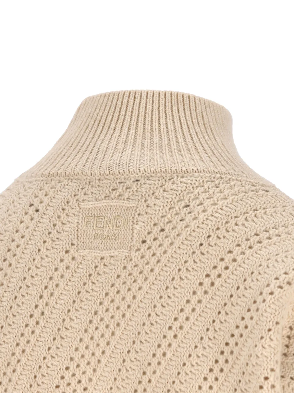 FENDI Gebreide coltrui met hoge hals Beige