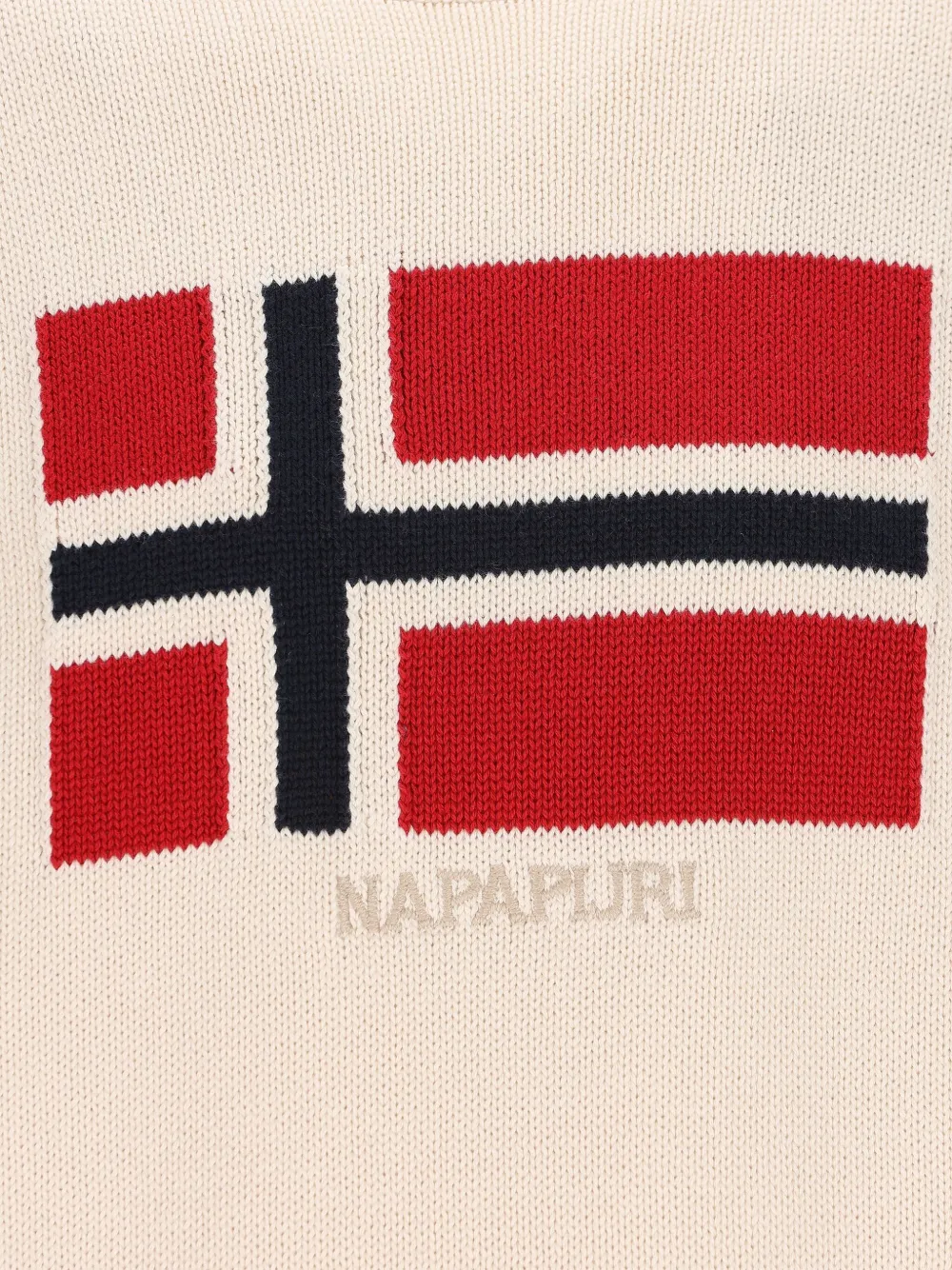 Napapijri Beige Crewneck Flag Embellishment Sweater In Neutral
