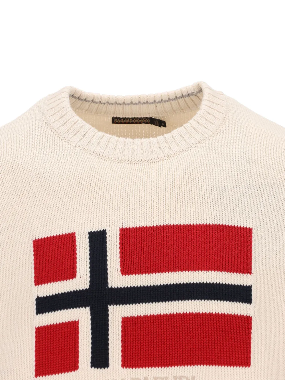 Napapijri Beige Crewneck Flag Embellishment Sweater In Neutral