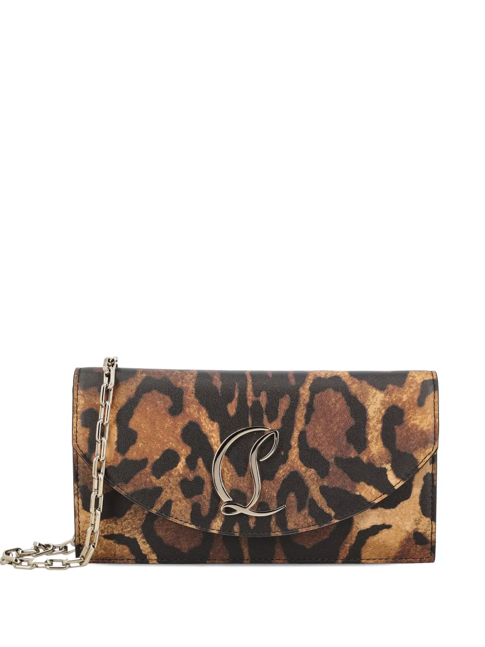 Christian Louboutin Loubi54 leopard-print chain clutch | Brown | Image 1