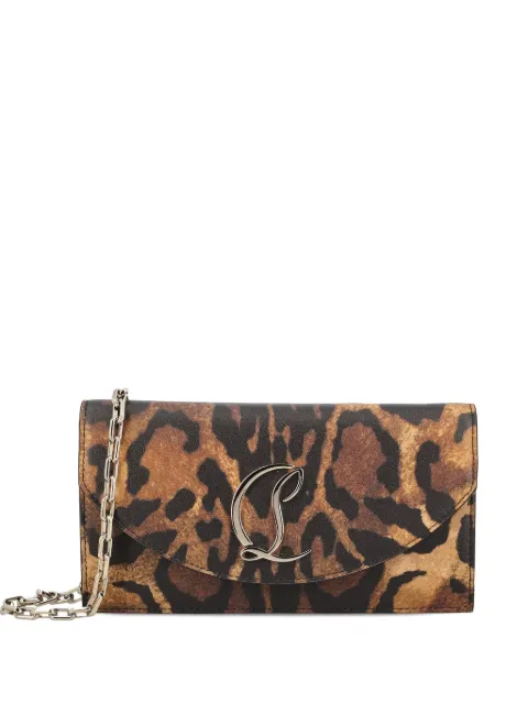 Christian Louboutin Loubi54 leopard-print chain clutch