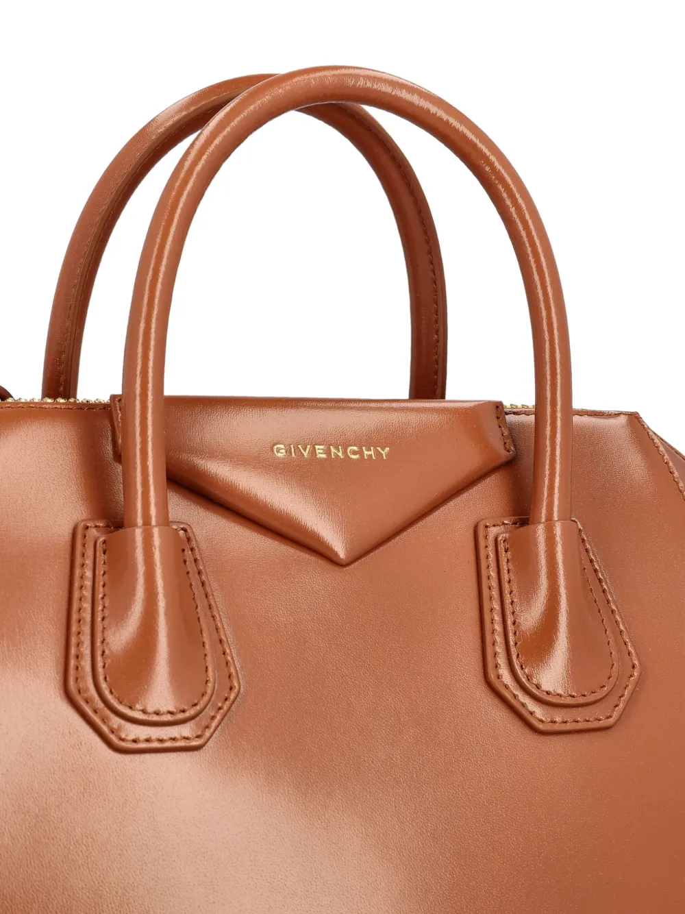 Givenchy Caramel Leather Antigona Top Handle Bag In Brown