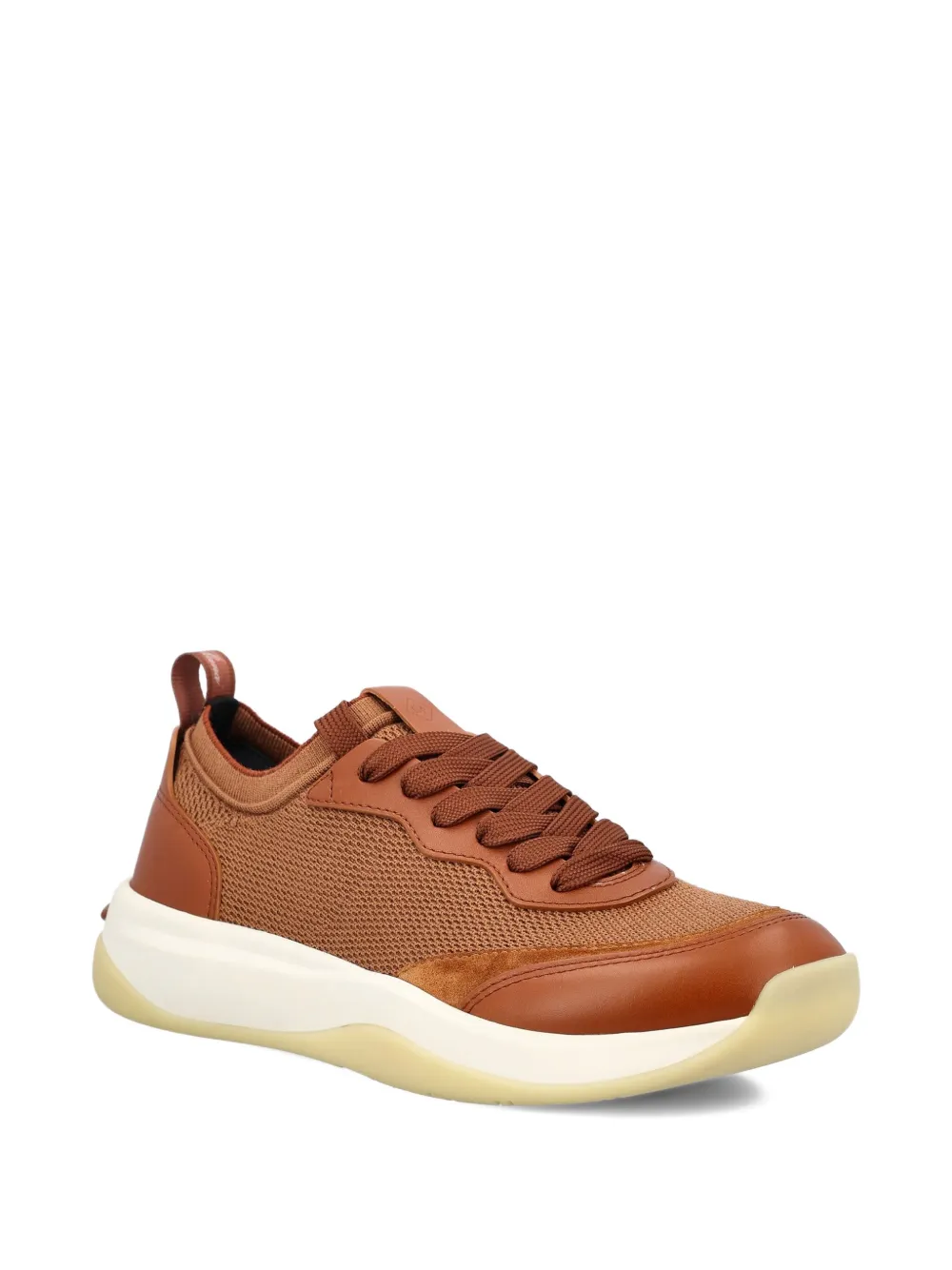 Loro Piana Leather-mesh Sneakers In Brown